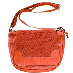 Maurices Coral Orange Shoulder Bag Y2K Lace Crochet Purse
